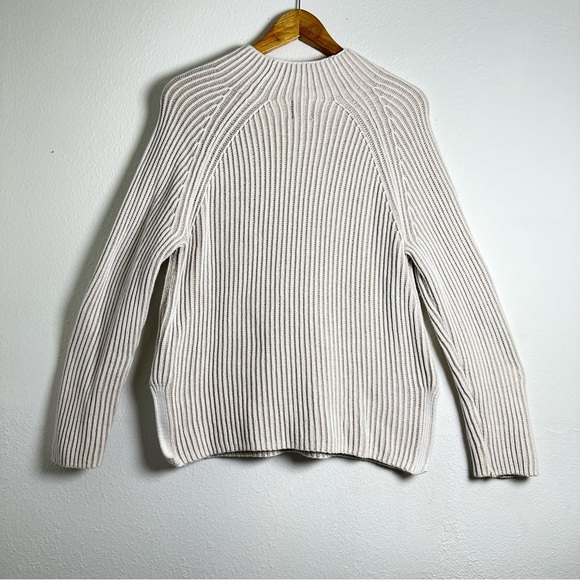 GAP Cream Asymmetrical Button Mockneck Raglan Sweater Women's Turtleneck - Picture 3 of 12